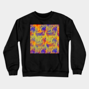 Yellow Red and Blue Abstract Swirls Crewneck Sweatshirt